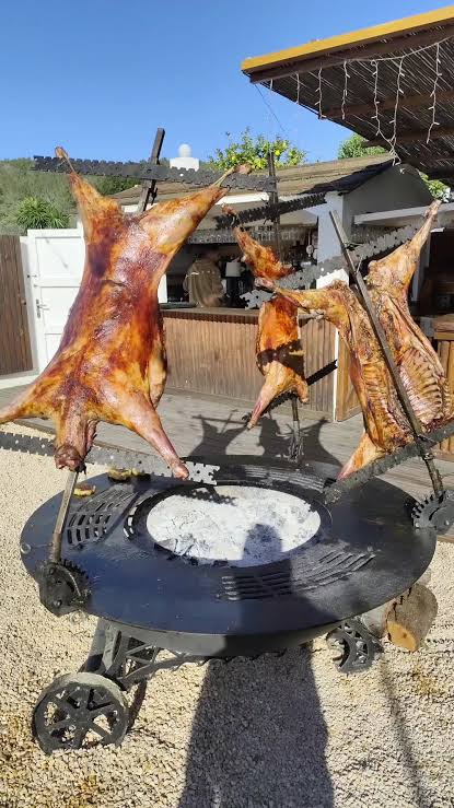 Meat roasting around the open fire